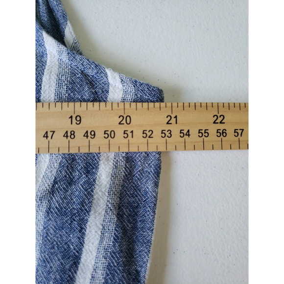 Loft NWT Shorts Romper 10 Striped Blue Linen Blend Drawstring Pockets Coastal - Picture 11 of 16